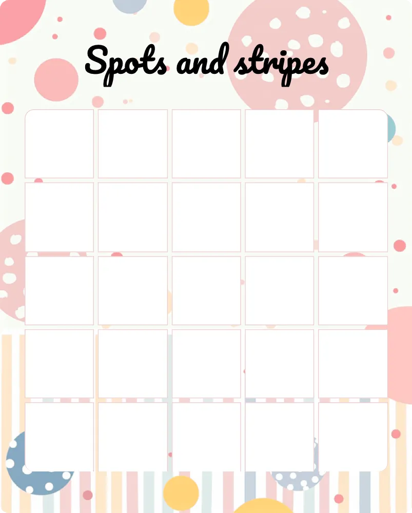 Spots & Stripes illustrations blank bingo card
